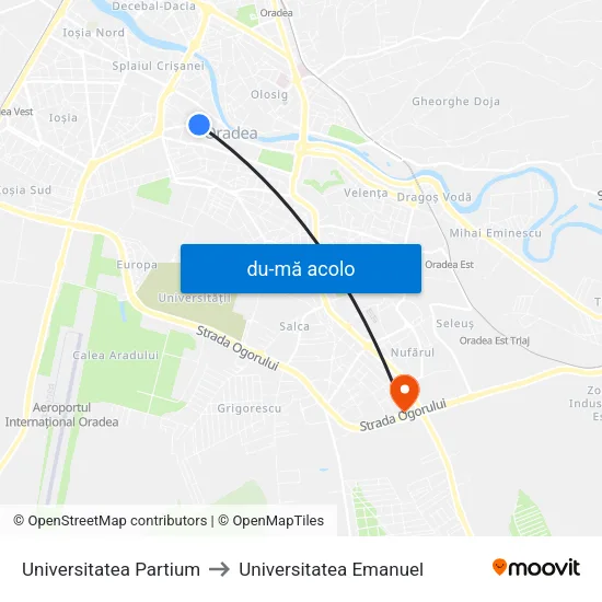Harta de Universitatea Partium către Universitatea Emanuel