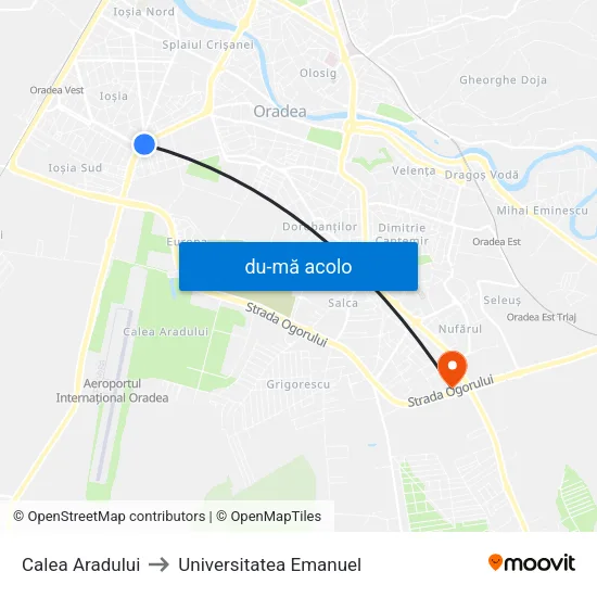 Harta de Calea Aradului către Universitatea Emanuel