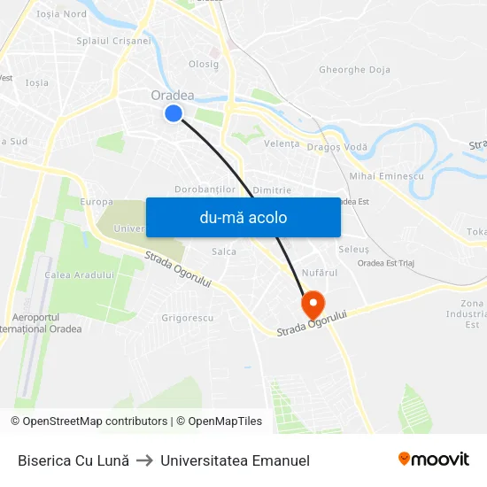 Harta de Biserica Cu Lună către Universitatea Emanuel