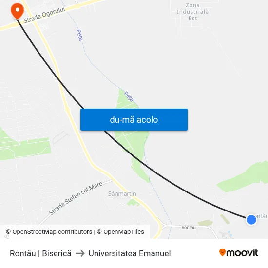 Harta de Rontău | Biserică către Universitatea Emanuel