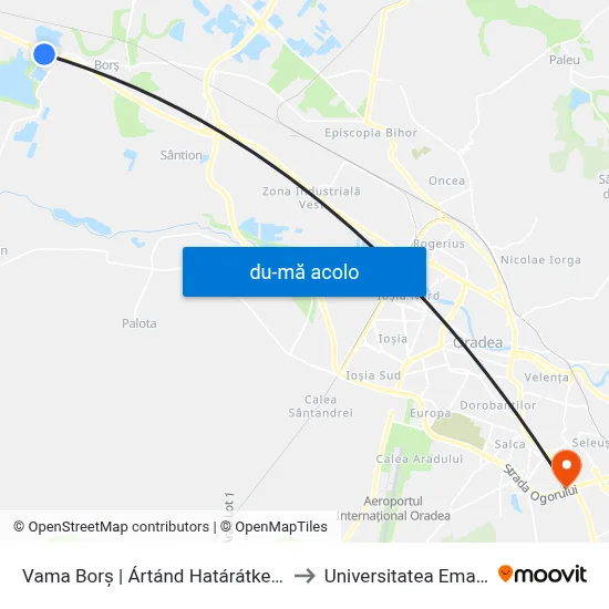 Harta de Vama Borș | Ártánd Határátkelőhely către Universitatea Emanuel