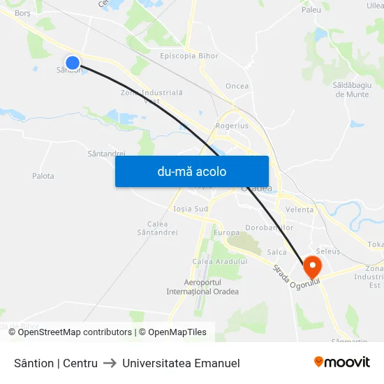 Harta de Sântion | Centru către Universitatea Emanuel