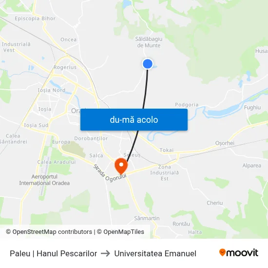 Harta de Paleu | Hanul Pescarilor către Universitatea Emanuel