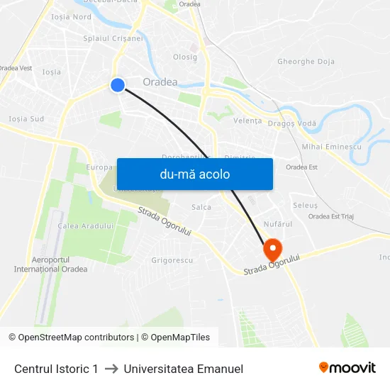 Harta de Centrul Istoric 1 către Universitatea Emanuel