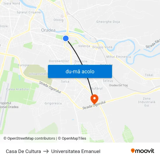 Harta de Casa De Cultura către Universitatea Emanuel
