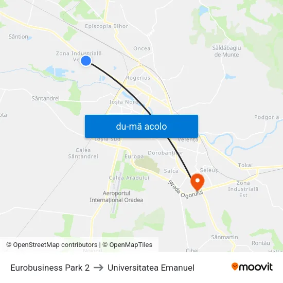 Harta de Eurobusiness Park 2 către Universitatea Emanuel