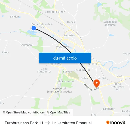 Harta de Eurobusiness Park 11 către Universitatea Emanuel