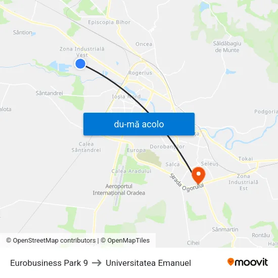 Harta de Eurobusiness Park 9 către Universitatea Emanuel