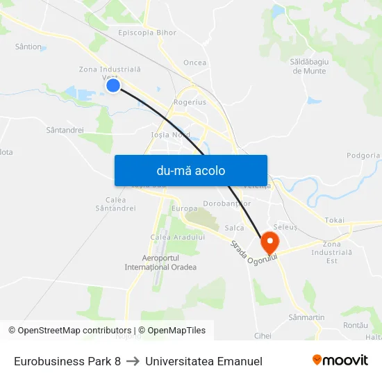 Harta de Eurobusiness Park 8 către Universitatea Emanuel