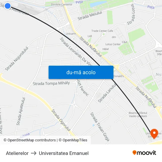 Harta de Atelierelor către Universitatea Emanuel