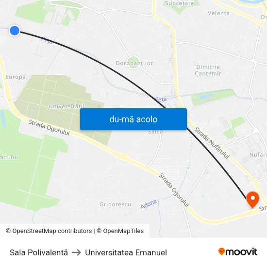 Harta de Sala Polivalentă către Universitatea Emanuel