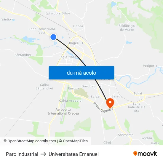 Harta de Parc Industrial către Universitatea Emanuel