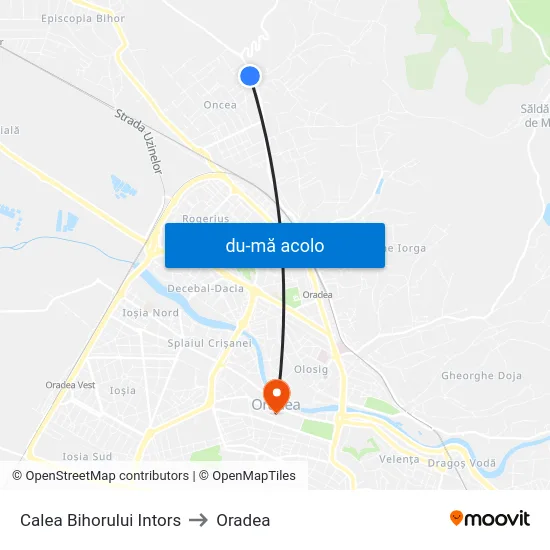 Harta de Calea Bihorului Intors către Oradea