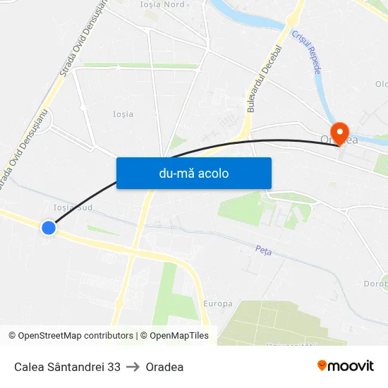 Harta de Calea Sântandrei 33 către Oradea