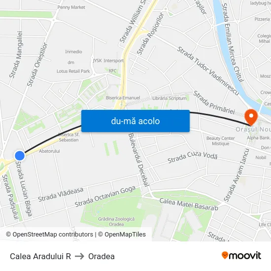Harta de Calea Aradului R către Oradea