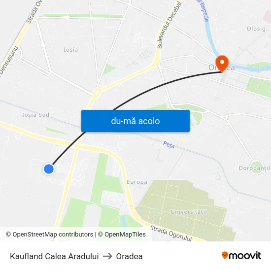 Harta de Kaufland Calea Aradului către Oradea
