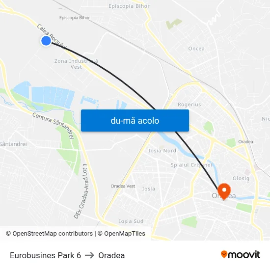 Harta de Eurobusines Park 6 către Oradea