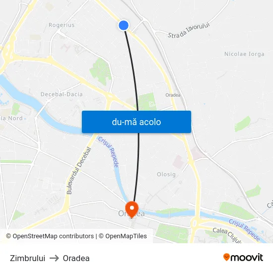 Harta de Zimbrului către Oradea