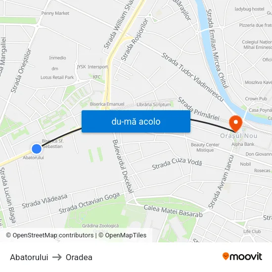 Harta de Abatorului către Oradea