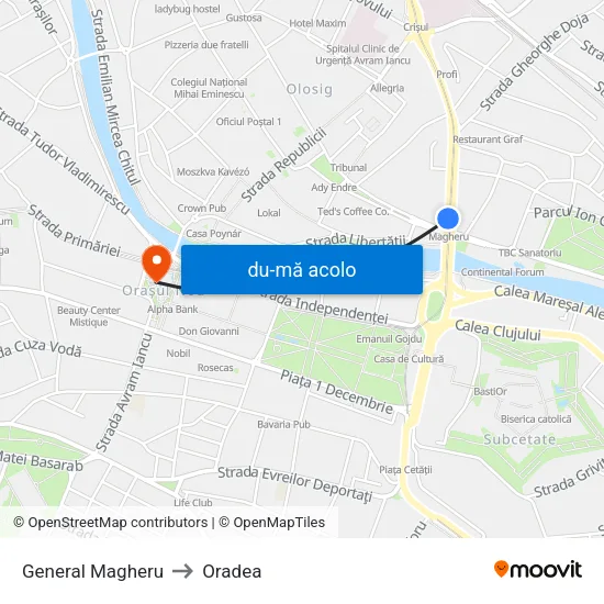 Harta de General Magheru către Oradea