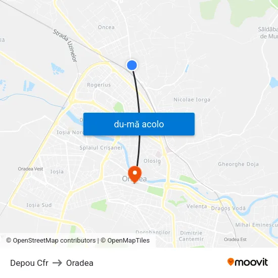 Harta de Depou Cfr către Oradea