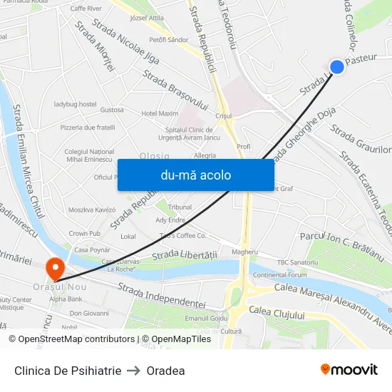 Harta de Clinica De Psihiatrie către Oradea