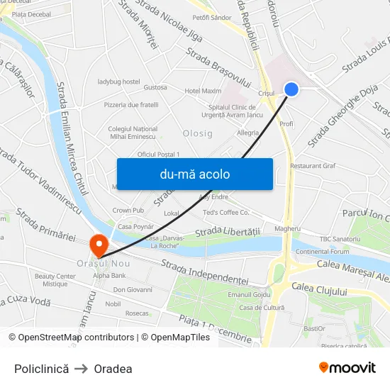 Harta de Policlinică către Oradea