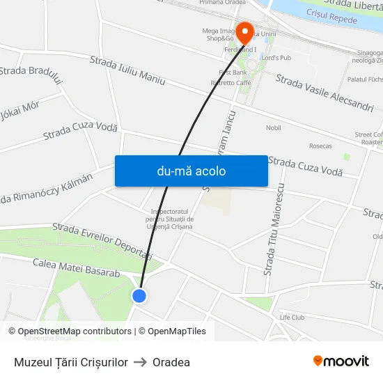 Harta de Muzeul Țării Crișurilor către Oradea