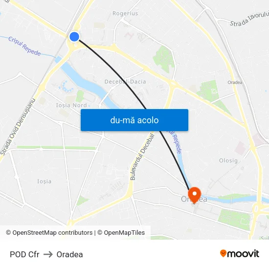 Harta de POD Cfr către Oradea