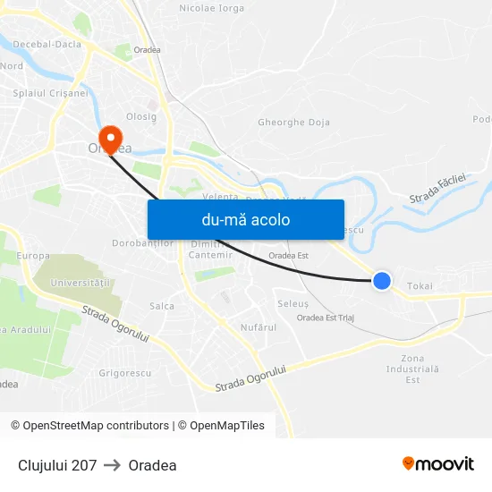 Harta de Clujului 207 către Oradea