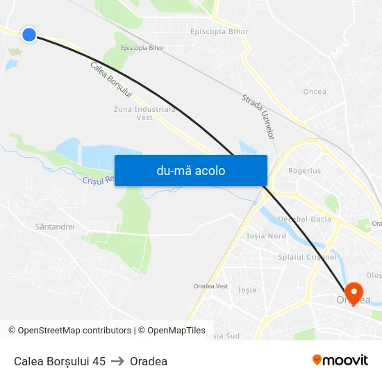 Harta de Calea Borșului 45 către Oradea