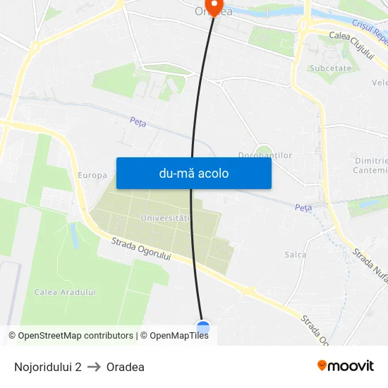 Harta de Nojoridului 2 către Oradea