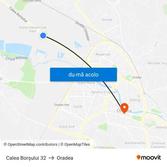 Harta de Calea Borșului 32 către Oradea