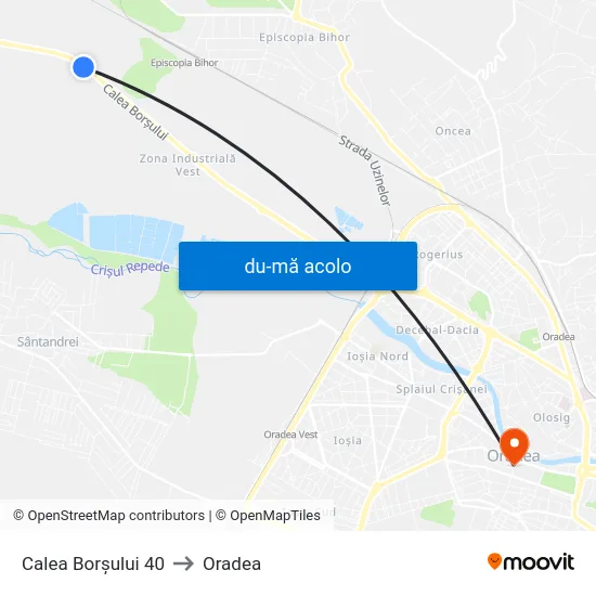 Harta de Calea Borșului 40 către Oradea