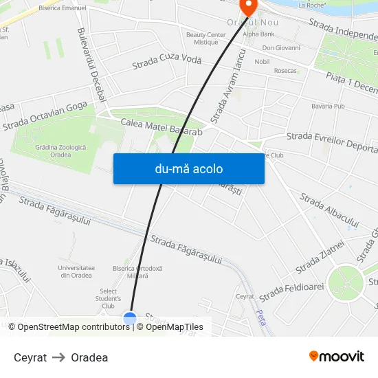 Harta de Ceyrat către Oradea