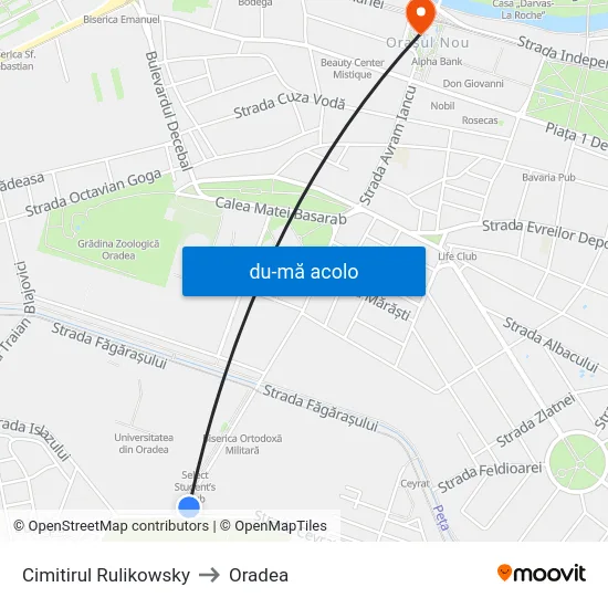 Harta de Cimitirul Rulikowsky către Oradea