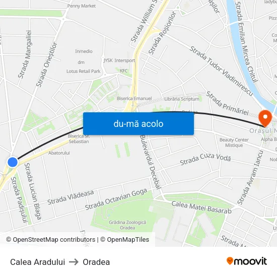 Harta de Calea Aradului către Oradea