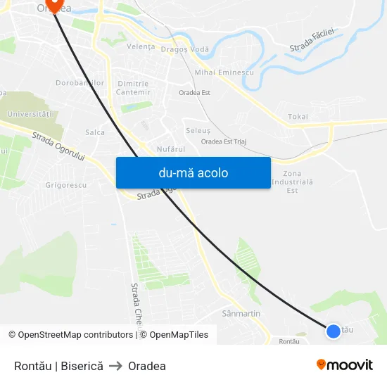 Harta de Rontău | Biserică către Oradea