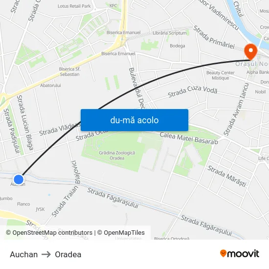 Harta de Auchan către Oradea