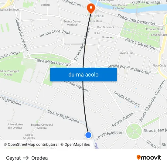 Harta de Ceyrat către Oradea
