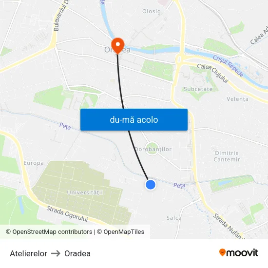 Harta de Atelierelor către Oradea