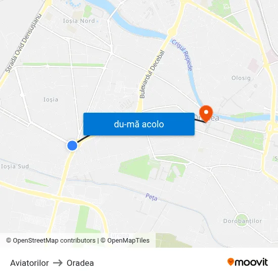 Harta de Aviatorilor către Oradea