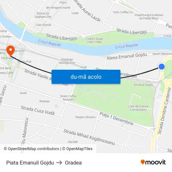 Harta de Piata Emanuil Gojdu către Oradea