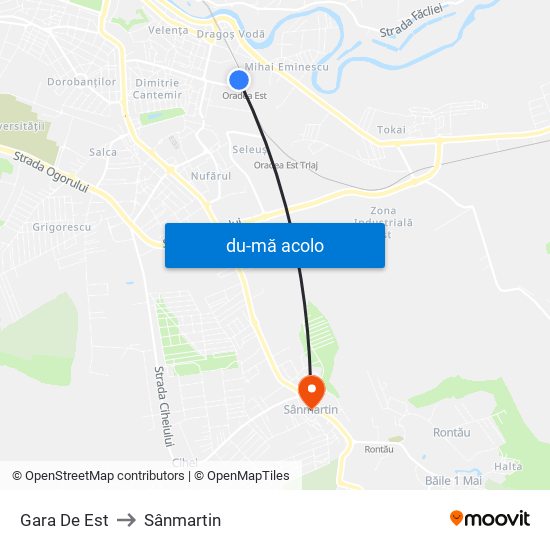 Harta de Gara De Est către Sânmartin