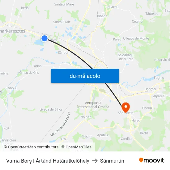 Harta de Vama Borș | Ártánd Határátkelőhely către Sânmartin