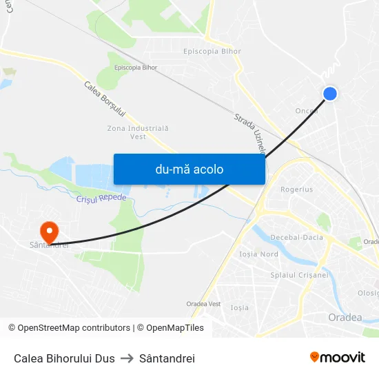 Harta de Calea Bihorului Dus către Sântandrei