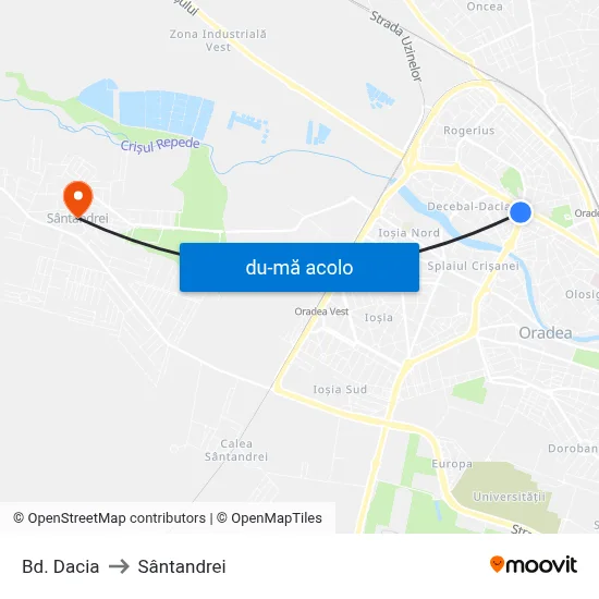 Harta de Bd. Dacia către Sântandrei