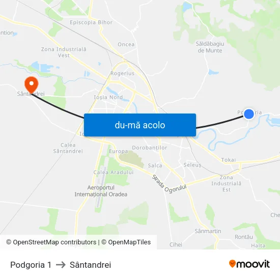 Harta de Bazinele Cu Apă către Sântandrei