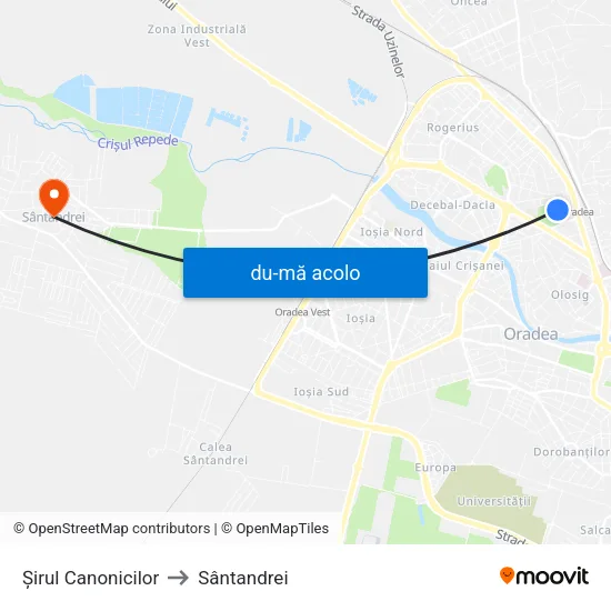 Harta de Șirul Canonicilor către Sântandrei