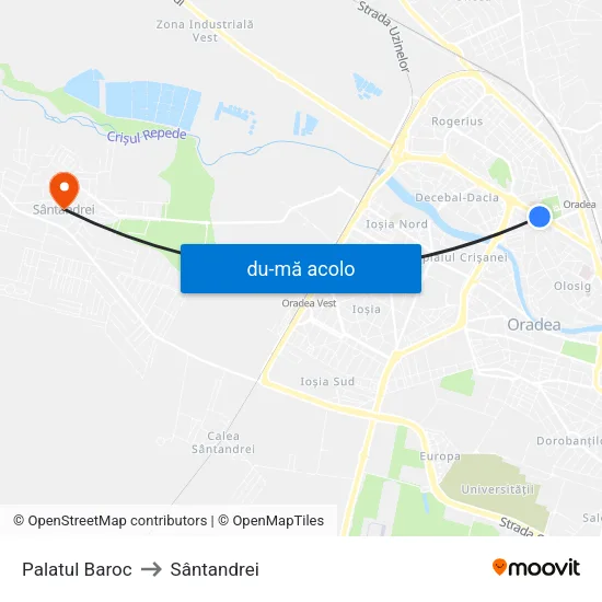 Harta de Palatul Baroc către Sântandrei